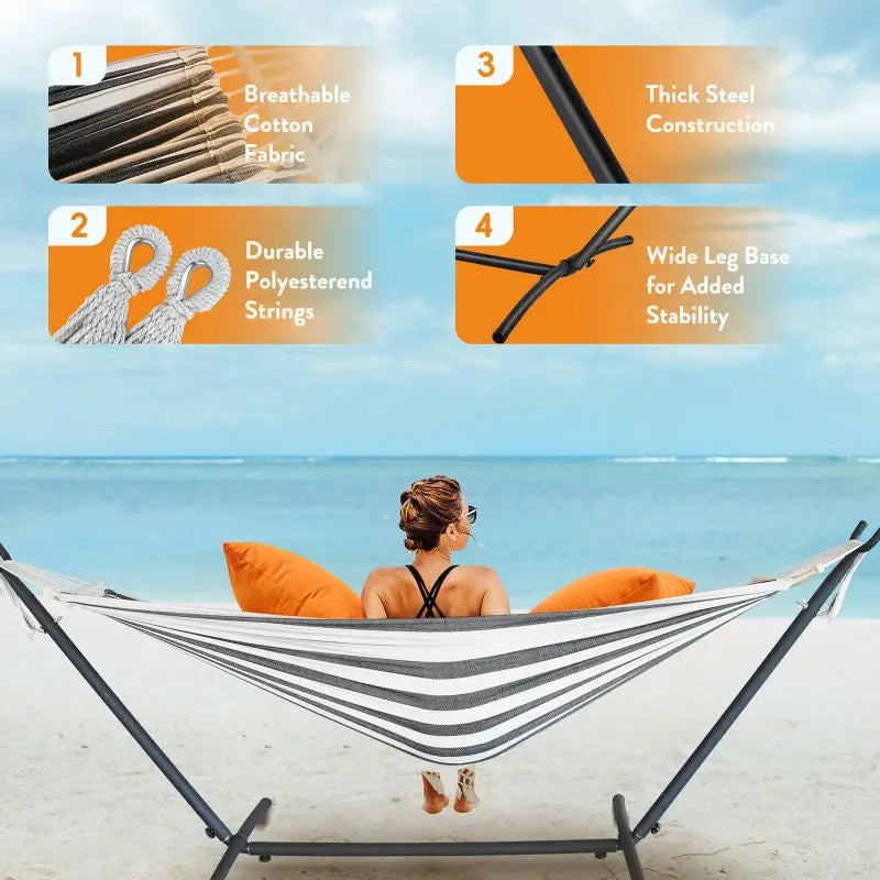 Gyroor Heavy Duty Adjustable Stand Hammock For Outdoor Relaxation