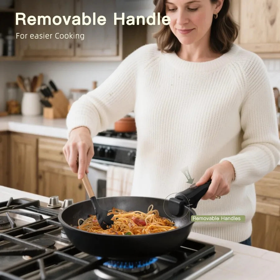Astercook 20 Piece Nonstick Cookware Set With Detachable Handles