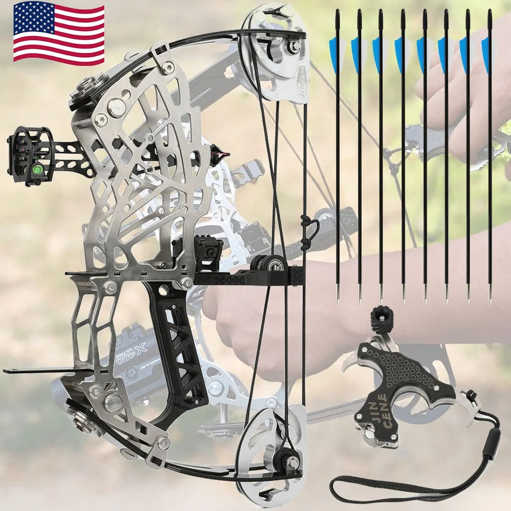 Adjustable Steel Compound Bow With Carbon Fiber Grip