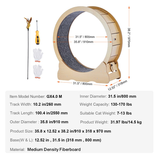 Solid Wooden Cat Running Wheel For Indoor Fitness Training