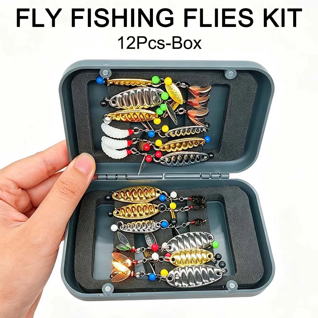 Handmade Fly Fishing Flies Kit With Dry Wet Nymphs Streamers