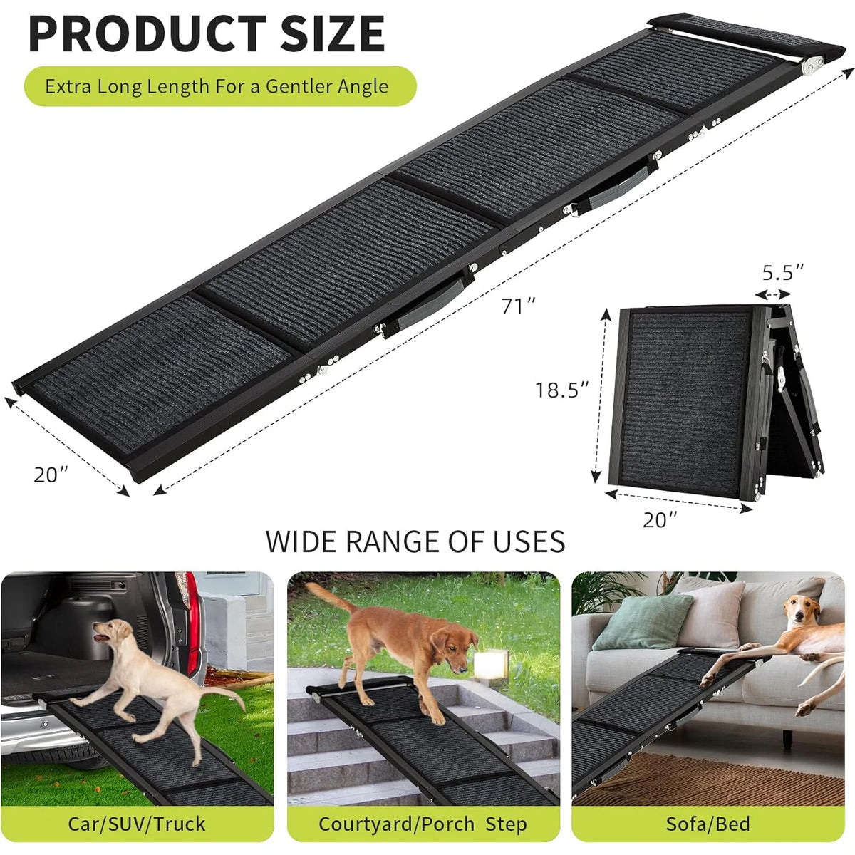 HiMiss Folding Dog Car Ramp Non-Slip Pet Safety Gate