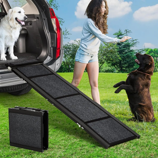 HiMISS Folding Car Ramp For Large Dogs With Traction