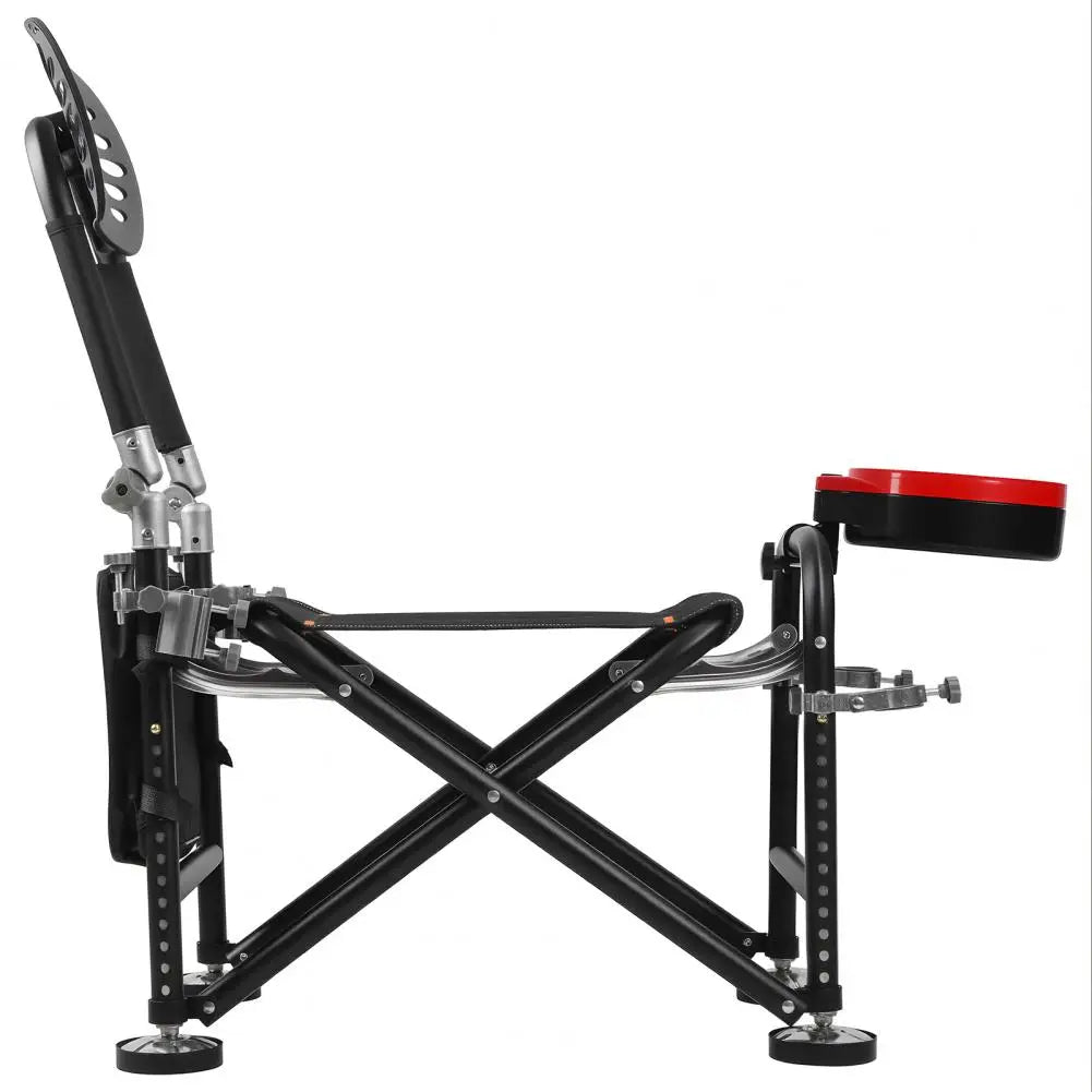 Adjustable Folding Fishing Chair With Backrest Rod Holder And Bait Tray