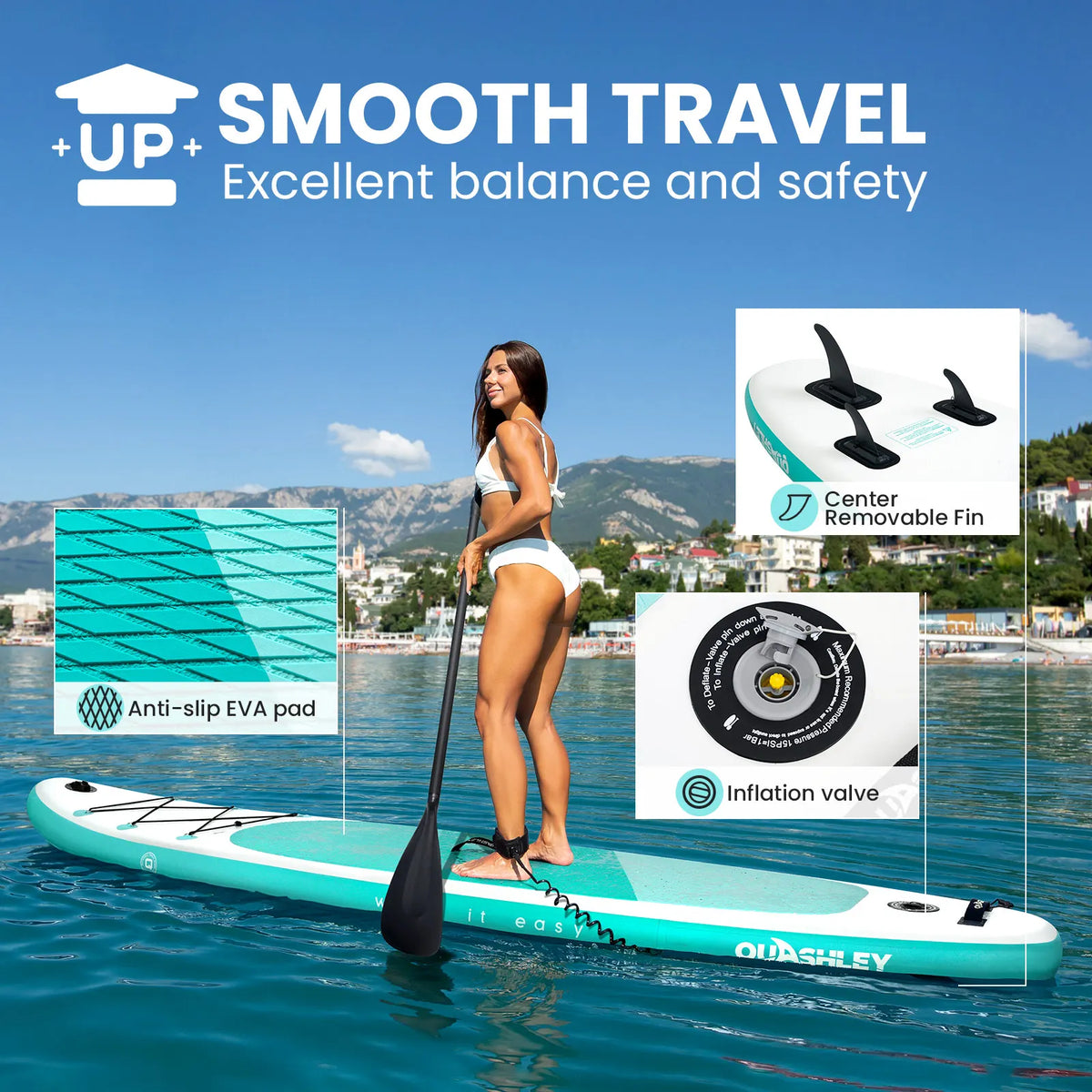 Quashley Inflatable Stand Up Paddle Board Ultra Light Durable Gear