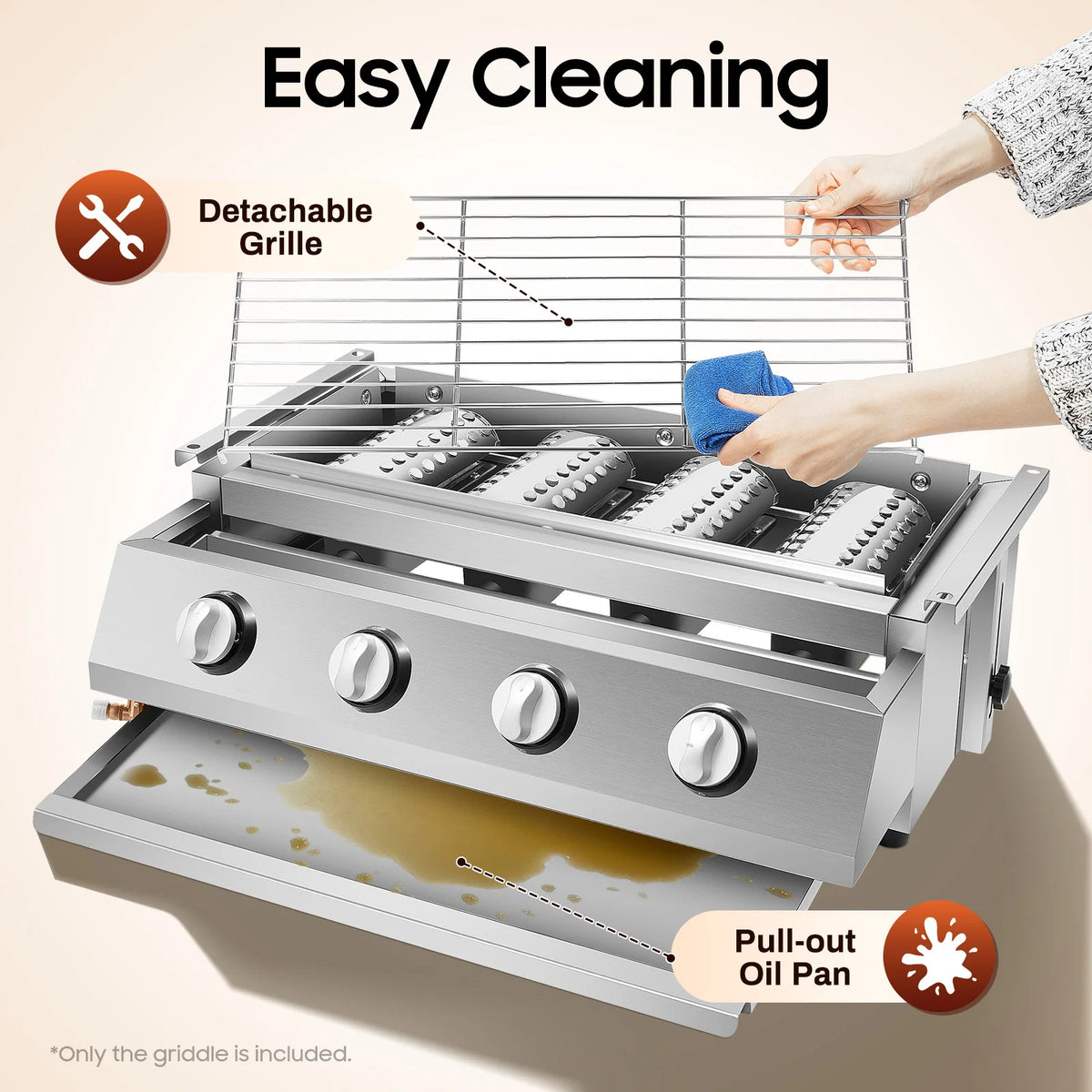 Smokeless Portable Gas Grill Stainless Steel For Outdoor Cooking