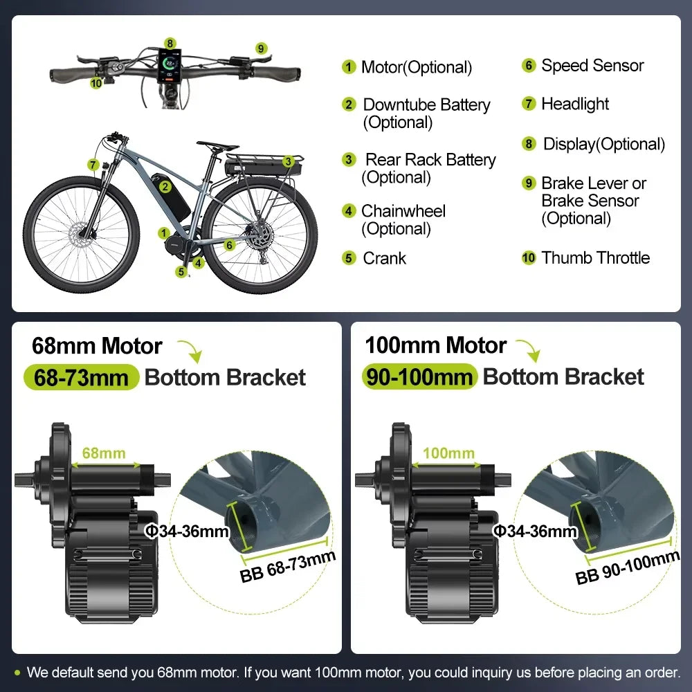 Bafang 750W Mid Drive Motor Ebike Conversion Kit With CAN