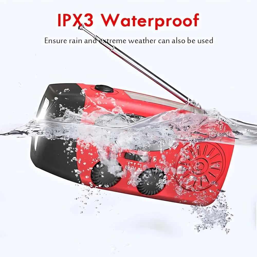 Portable Solar Hand Crank Emergency Weather Radio With Flashlight