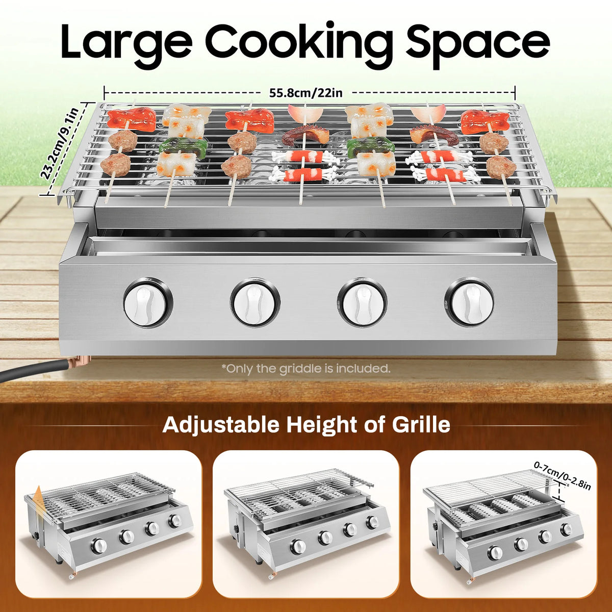 Smokeless Portable Gas Grill Stainless Steel For Outdoor Cooking