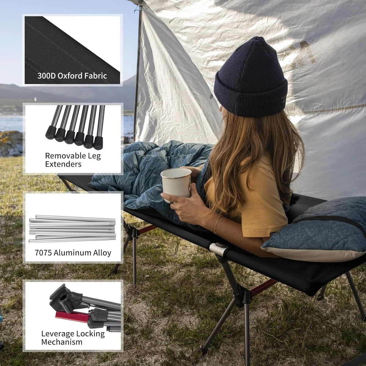 Naturehike Adjustable Height Folding Camping Cot For Travel