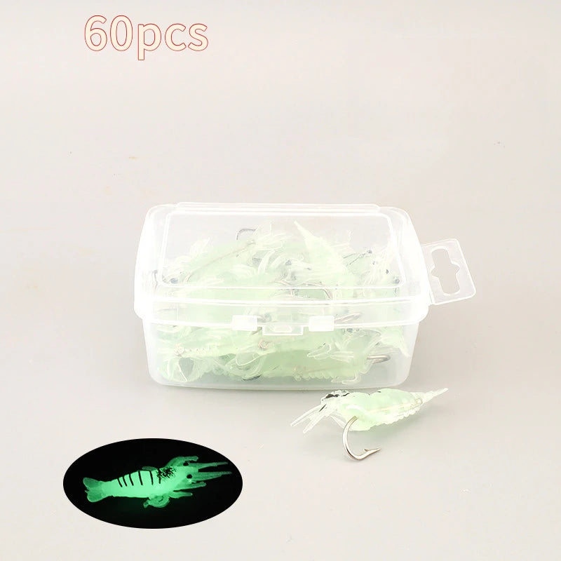 Realistic Shrimp Soft Fishing Lures With Hooks For Night Fishing