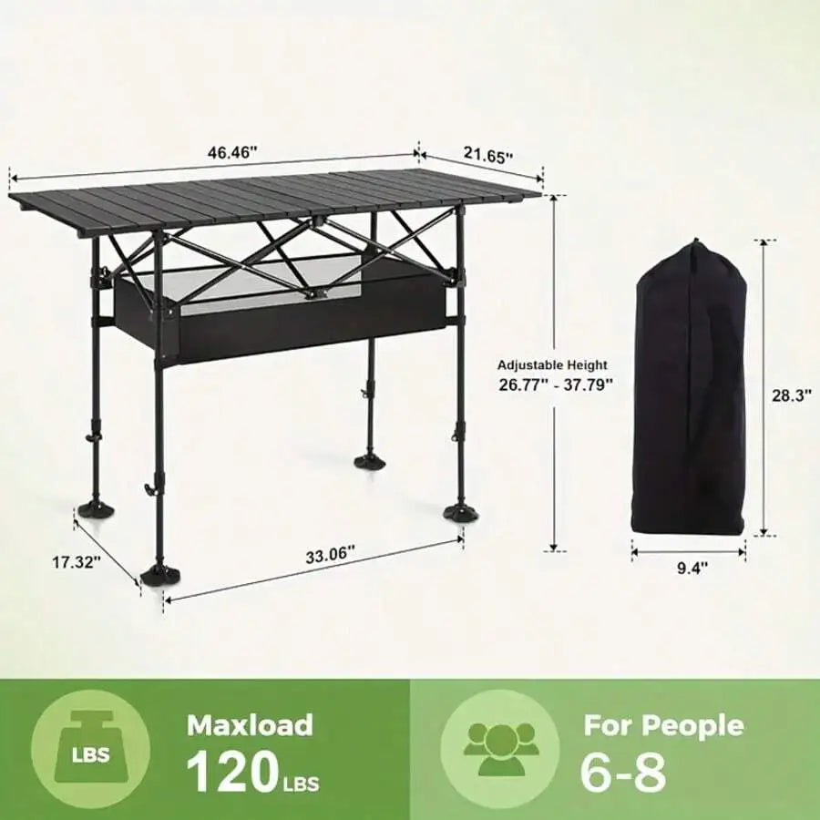 Portable Outdoor Folding Camping And Picnic Table With Carry Bag