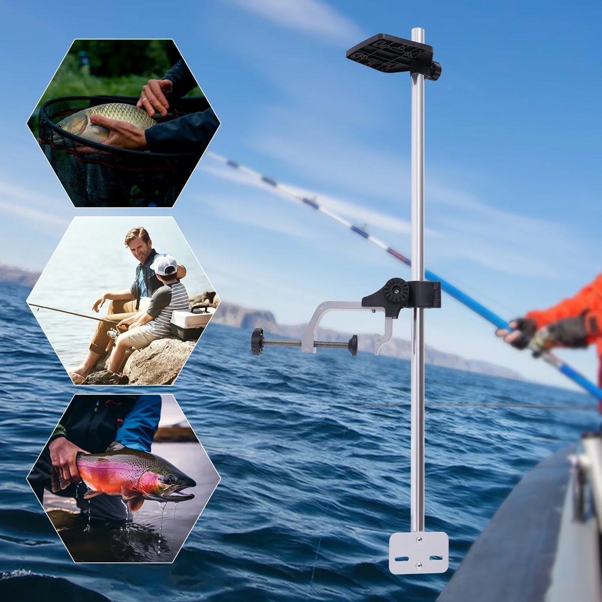 Portable Aluminum Transducer Bracket For Universal Fish Finder Mounts
