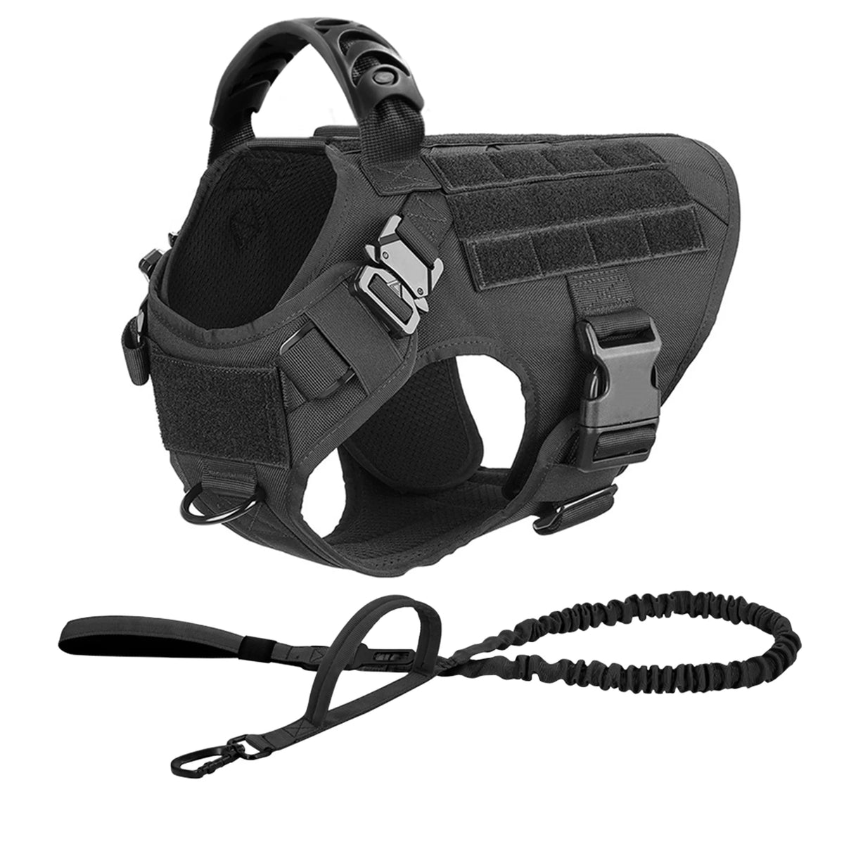 Heavy Duty Tactical Dog Harness Leash Set With Handle