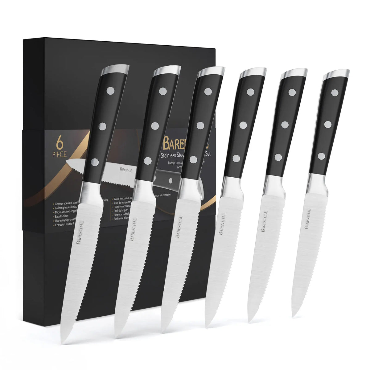 Barenthal Stainless Steel Serrated Steak Knife Set With Ergonomic Handle