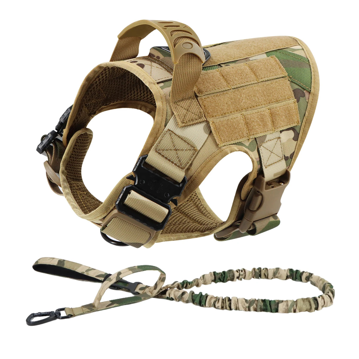 Heavy Duty Tactical Dog Harness Leash Set With Handle