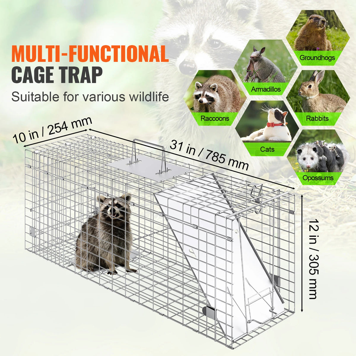 SucceBuy Humane Live Animal Trap Galvanized Iron Cage For Cats