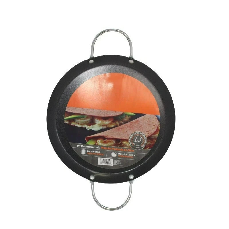 Carbon Steel Nonstick Round Comal With Comfortable Grip Handles