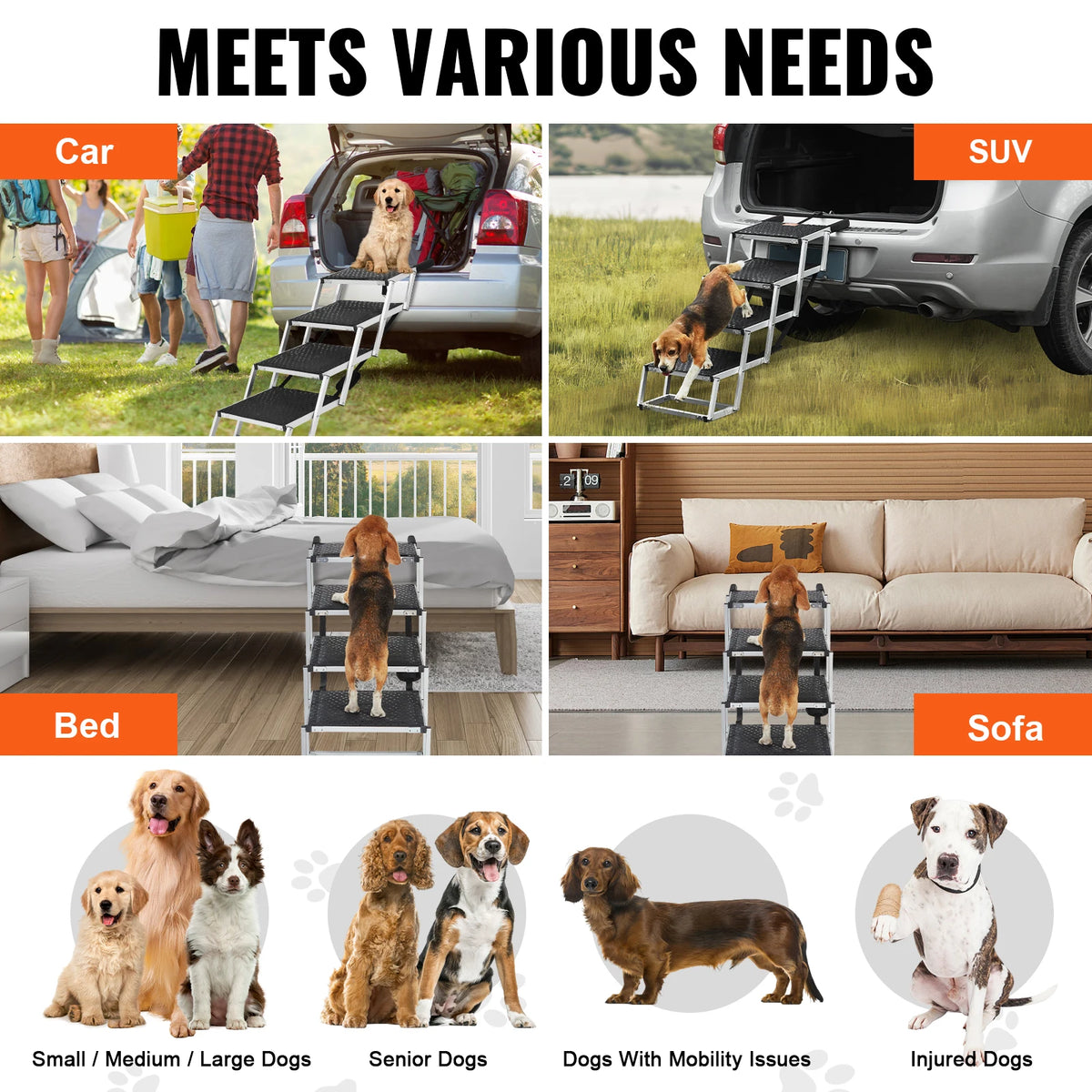 SucceBuy Lightweight Portable Dog Stairs For Vehicle Entry Assistance