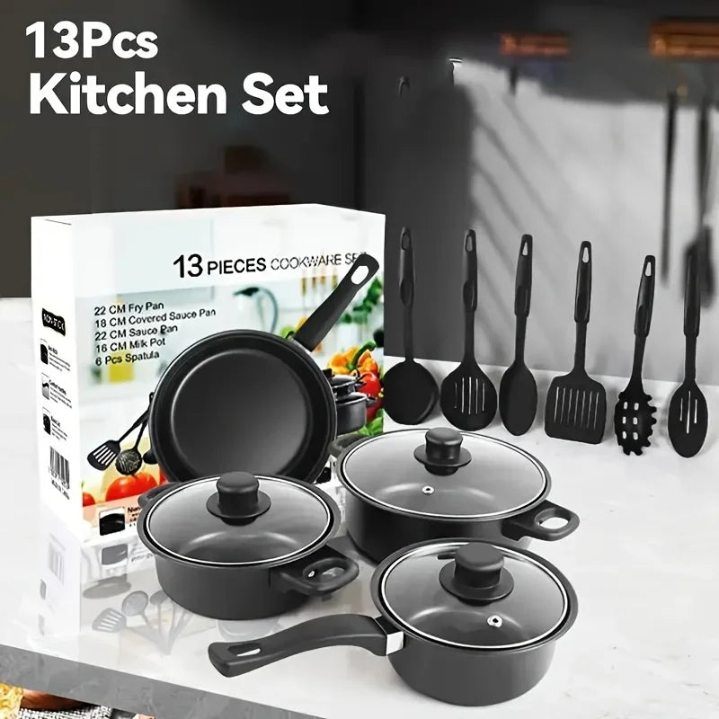 AEHOME 13 Piece Nonstick Cookware Set With Cooking Utensils