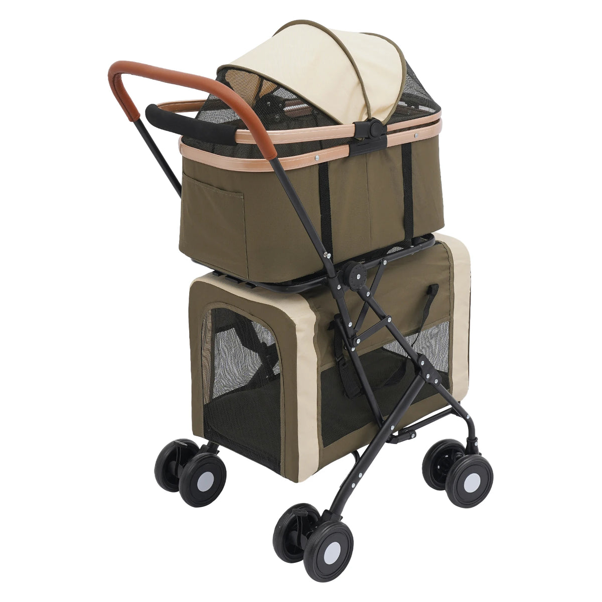 Bymaocar Two Tier Foldable Pet Stroller For Dogs And Cats