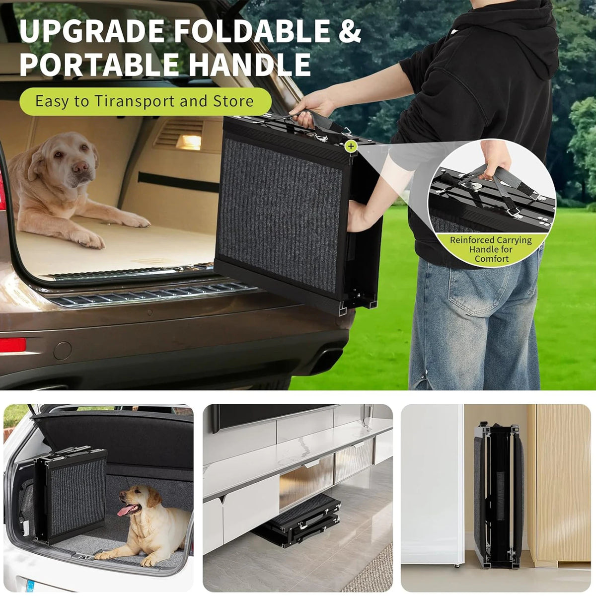 HiMiss Folding Dog Car Ramp Non-Slip Pet Safety Gate