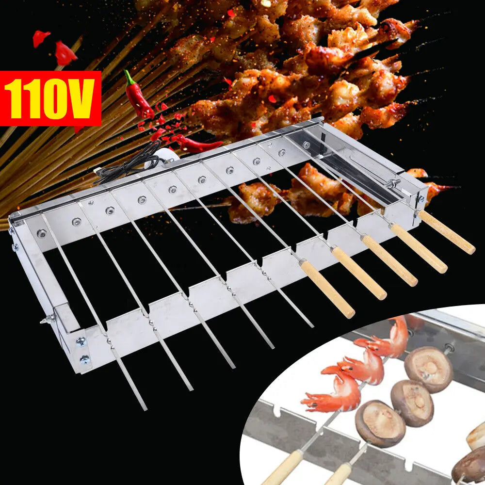 Bymaocar Automatic Rotating Rotisserie BBQ Grill Skewers Set