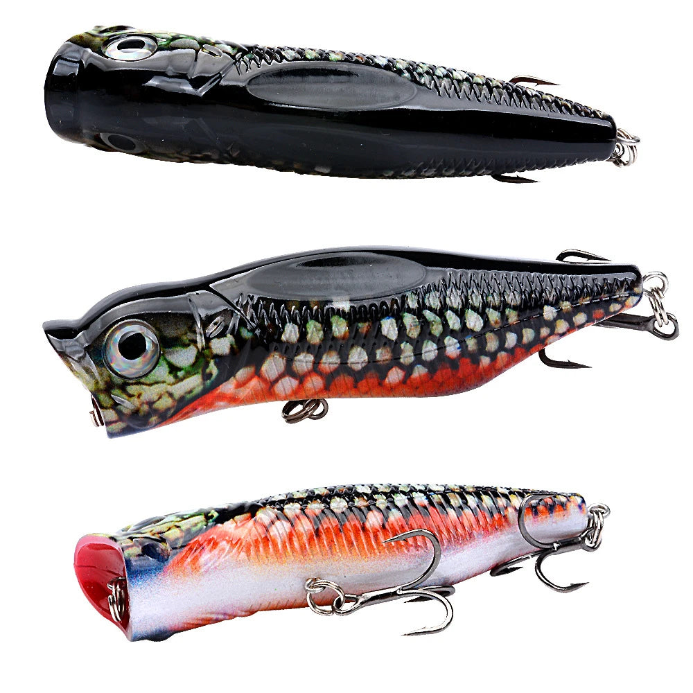 Topwater Popper Fishing Lures With Realistic Rattle Beads