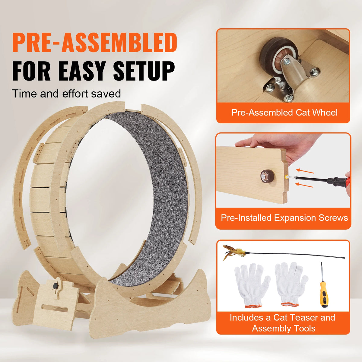 Solid Wooden Cat Running Wheel For Indoor Fitness Training