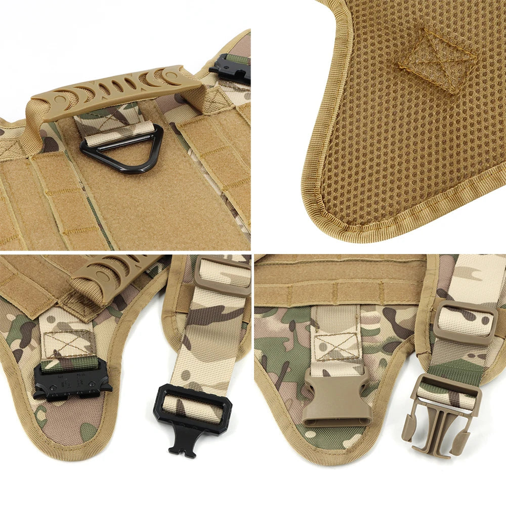 Heavy Duty Tactical Dog Harness Leash Set With Handle