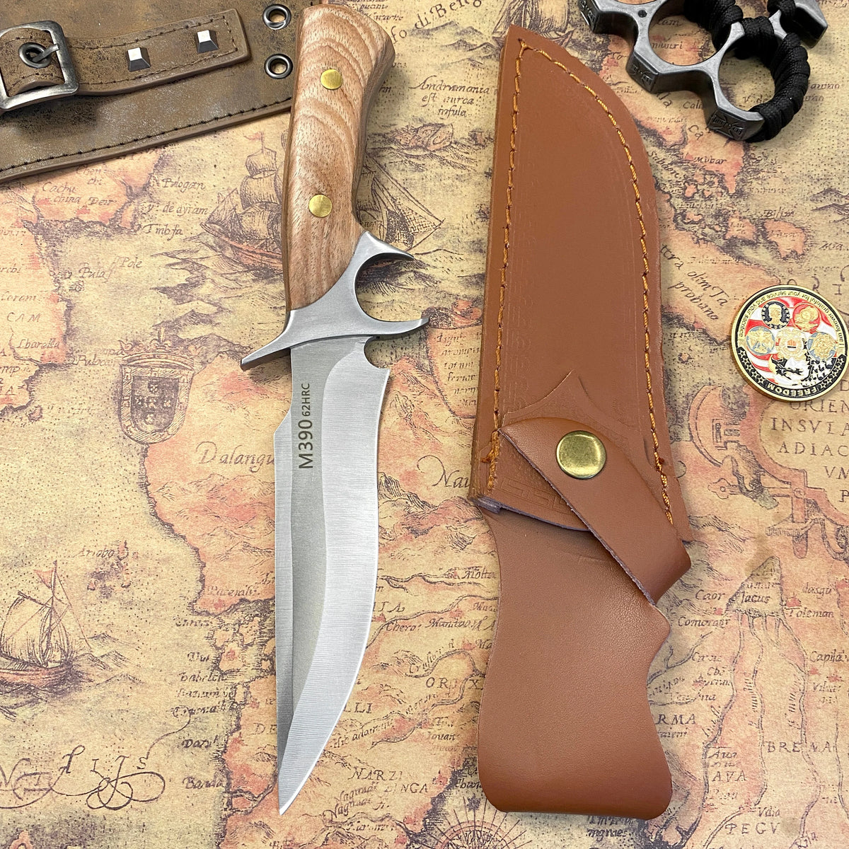 Gdekls Stainless Steel Wooden Handle Fixed Blade Outdoor Knife