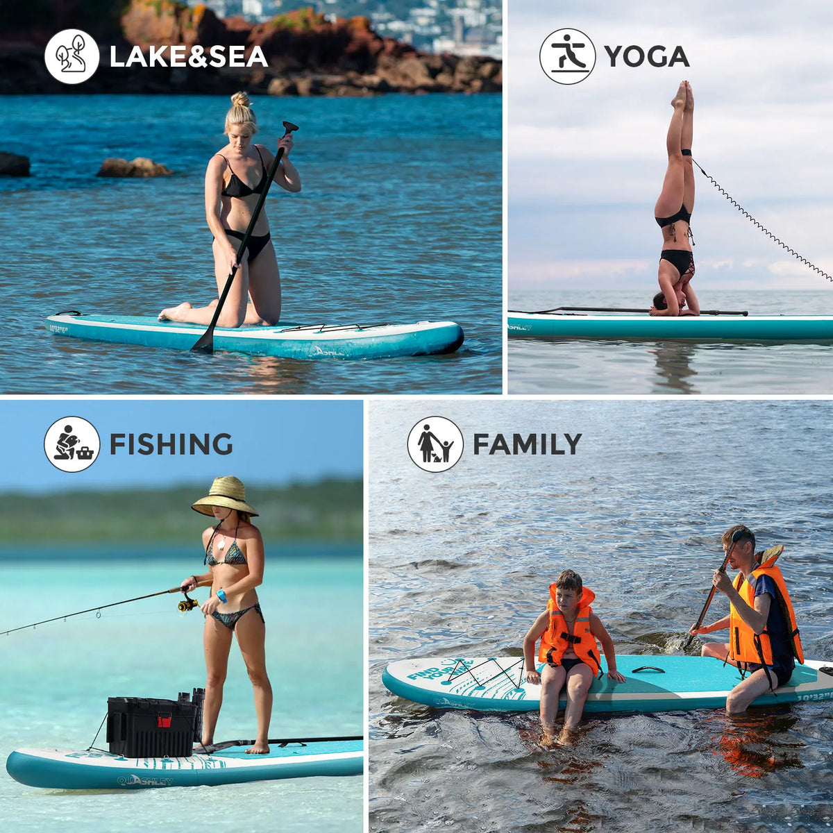Quashley Inflatable Paddle Board With Accessory Kit For Water Sports