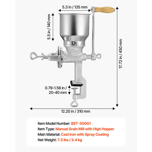 SucceBuy Manual Grain Mill With Table Clamp For Grains