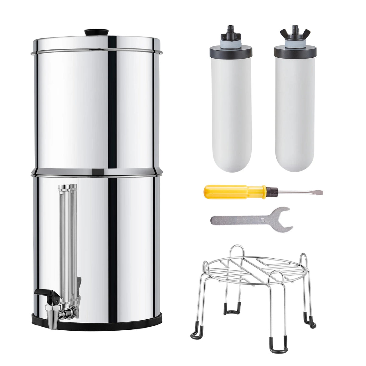 SucceBuy Gravity Fed Stainless Steel Countertop Water Filter System