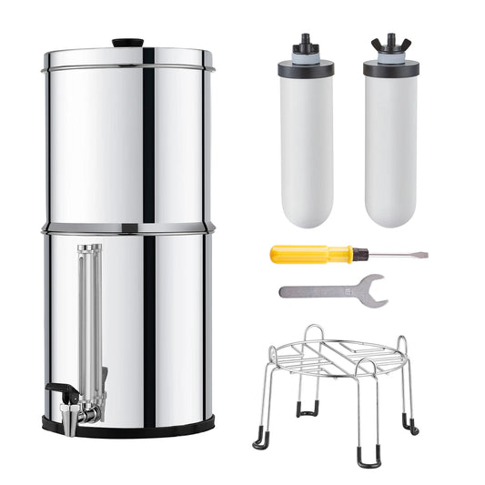 SucceBuy Gravity Fed Stainless Steel Countertop Water Filter System