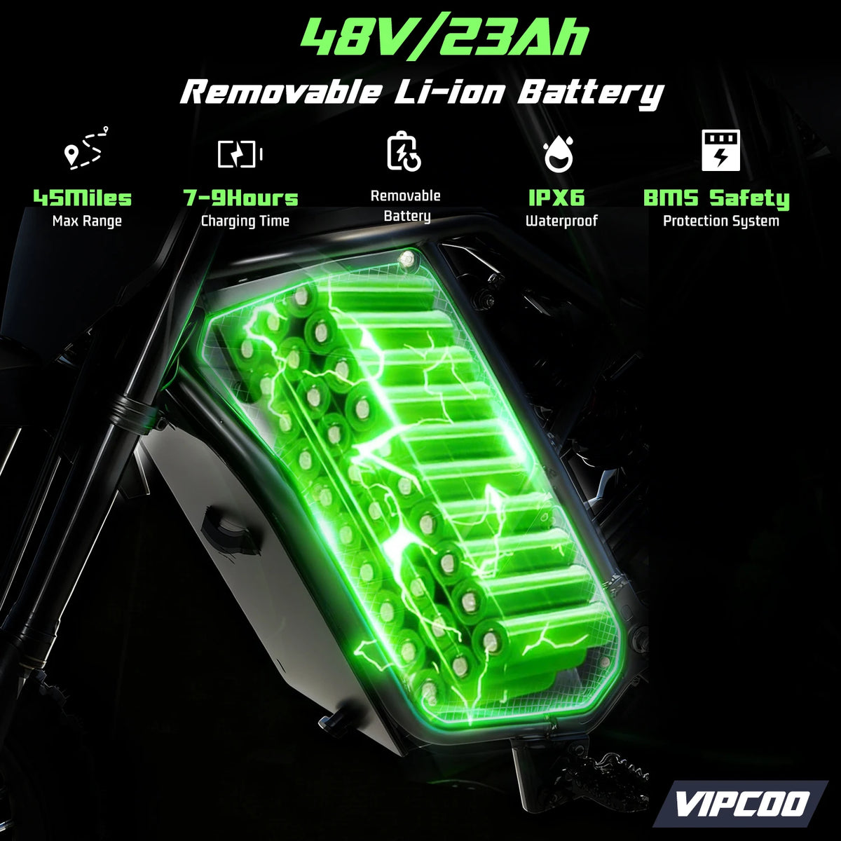 VIPCOO H3 Electric Fat Tire Dirt Bike With Hydraulic Brakes