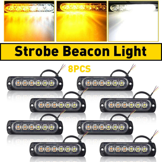 Amber White LED Emergency Strobe Warning Lights For Vehicles