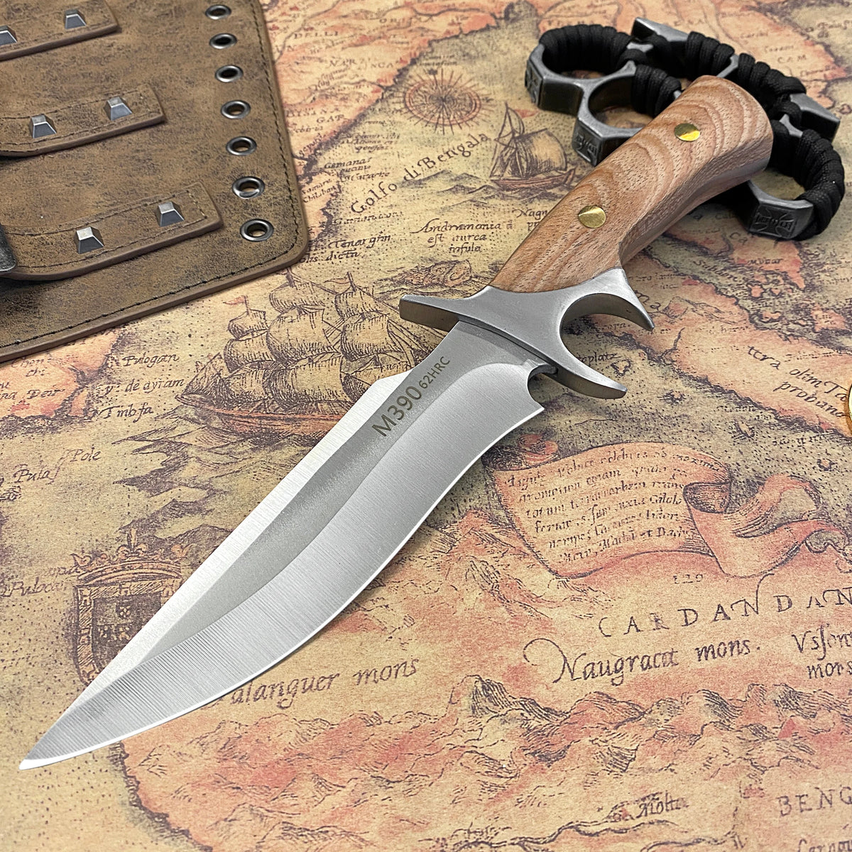 Gdekls Stainless Steel Wooden Handle Fixed Blade Outdoor Knife