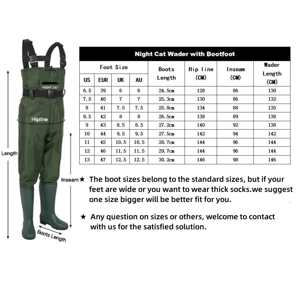 Night Cat Waterproof Chest Waders With Boots For Outdoor Fishing