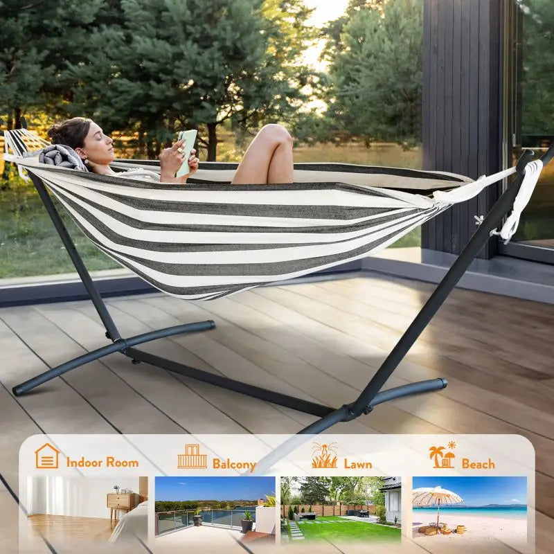 Gyroor Heavy Duty Adjustable Stand Hammock For Outdoor Relaxation