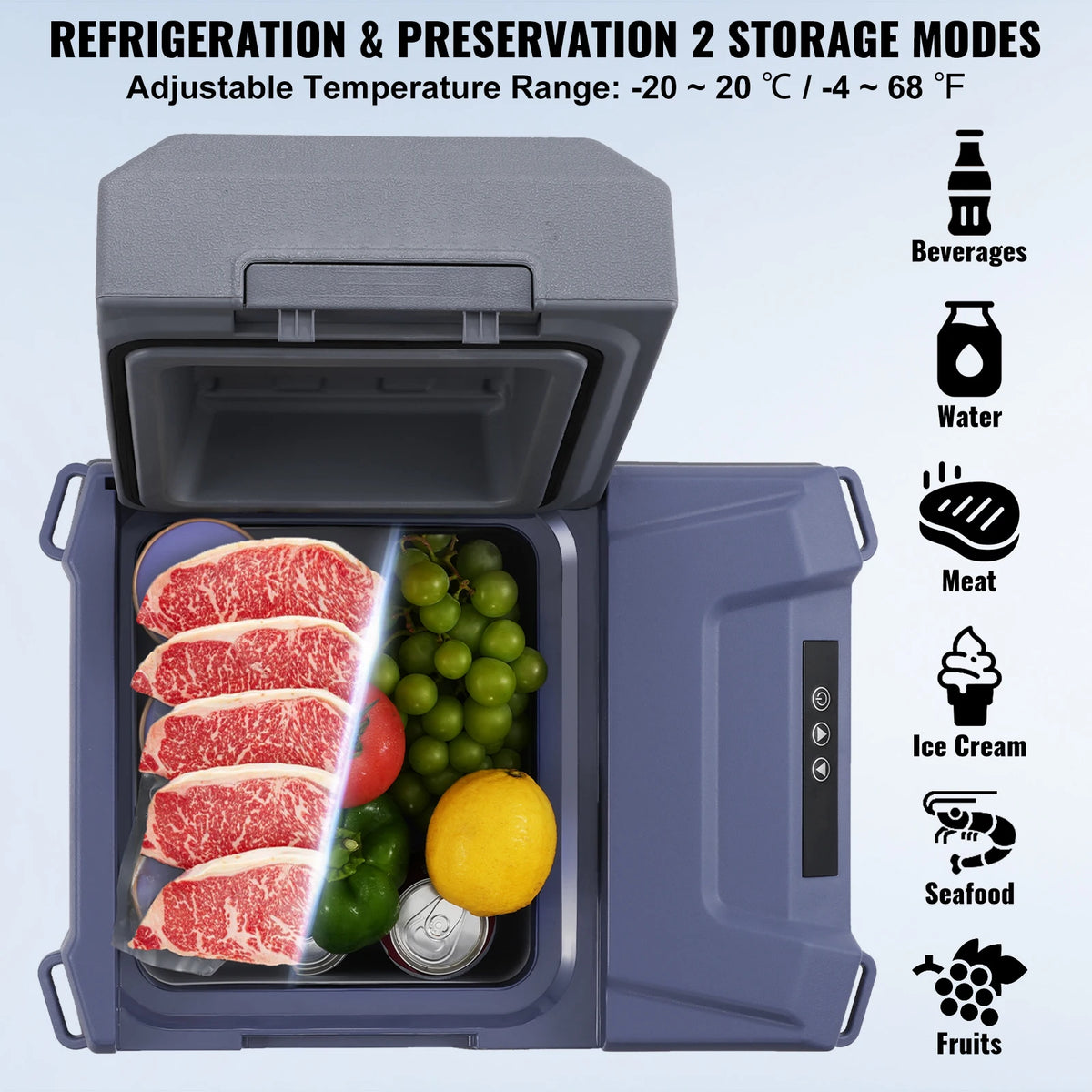 VEVOR Portable Car Refrigerator With Bluetooth Temperature Control