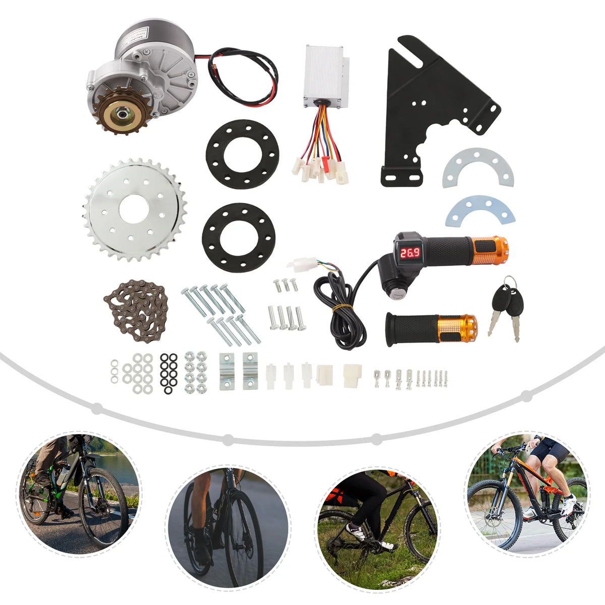 24V 250W Ebike Conversion Kit Brushed Motor Led Display