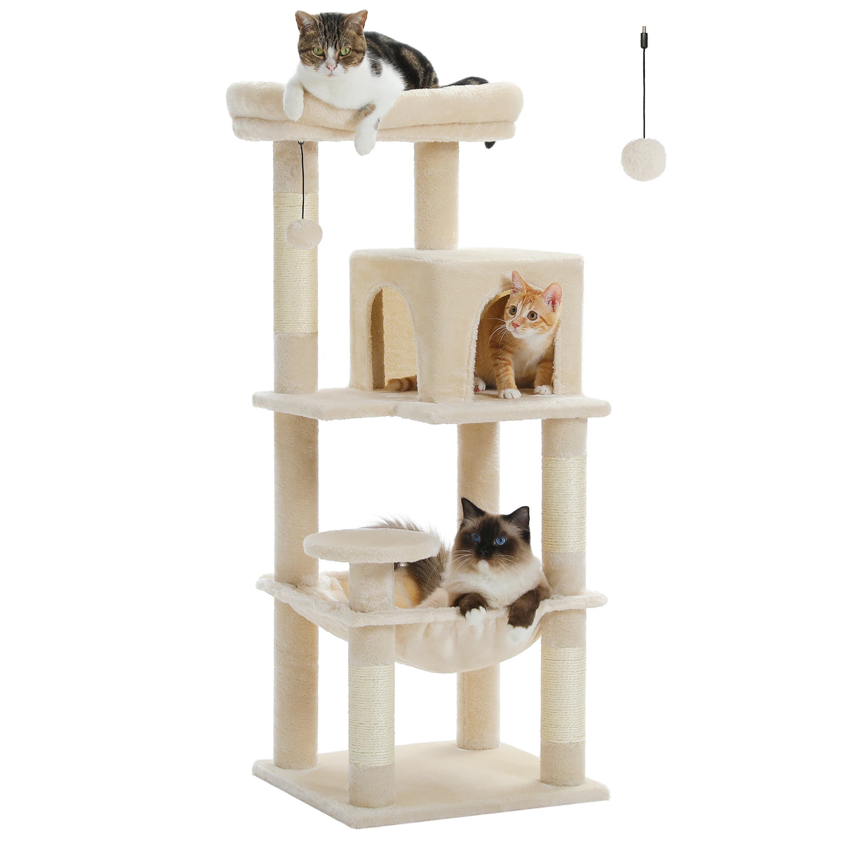 Petepela 5-Level Cat Tower with Metal Frame and Hammock
