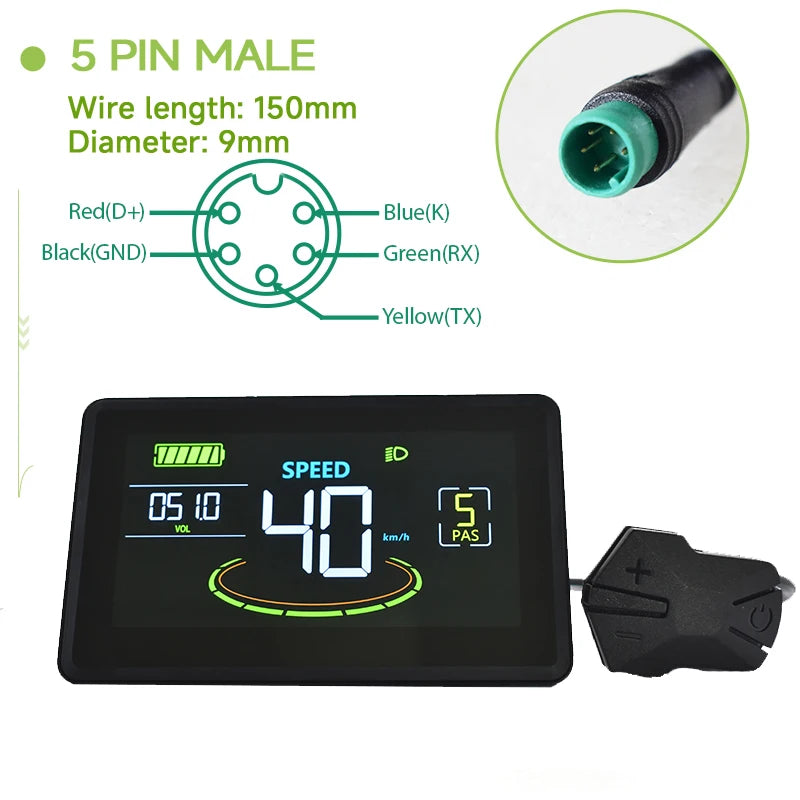 Haytrix Electric Bike LCD Display Meter With Waterproof Connector