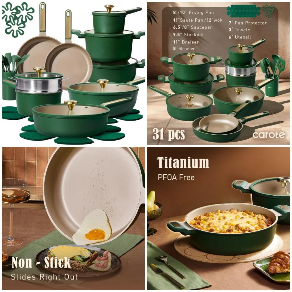 NUANYAO Nonstick Induction Cookware Set With Ceramic Coating