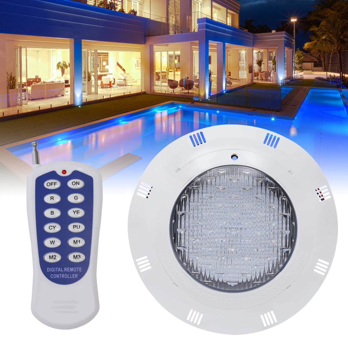 45W RGB LED Underwater Pool Light IP68 Waterproof With Remote