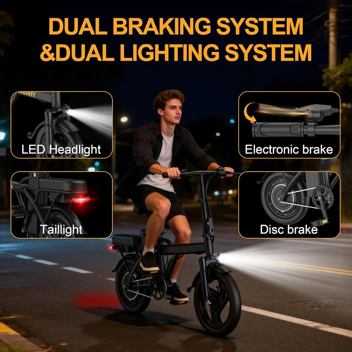 Ladped Foldable Dual Seat Electric Bike 500W Motor 48V Battery