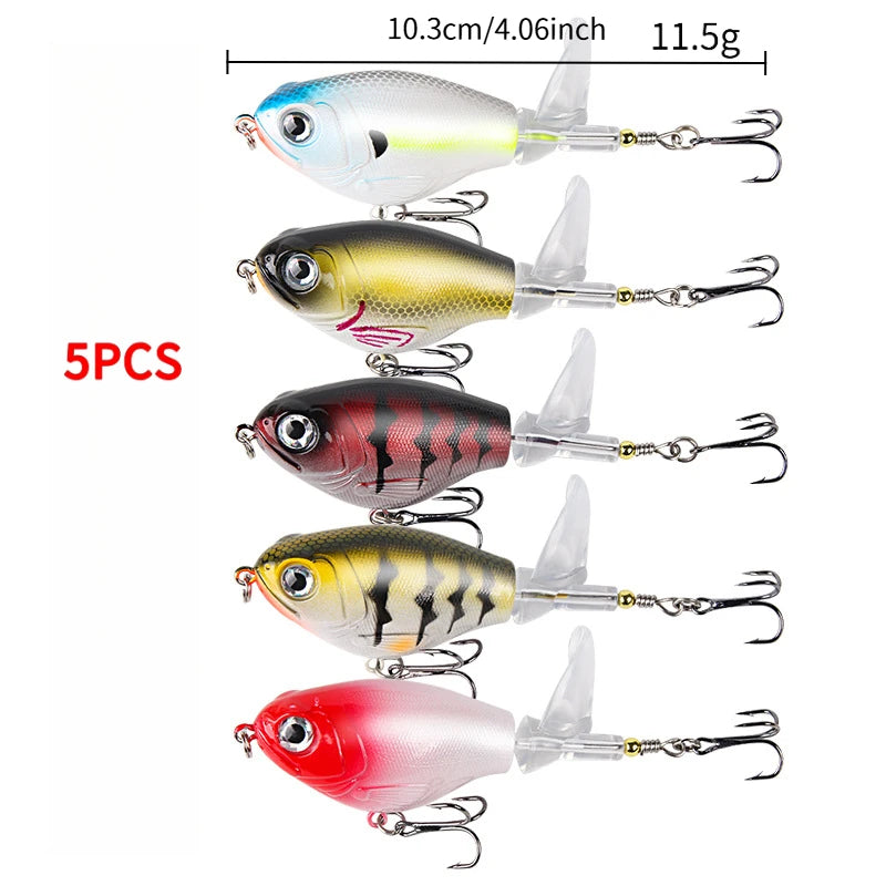 Fat Body Spinning Propeller Surface Fishing Lure With Treble Hooks