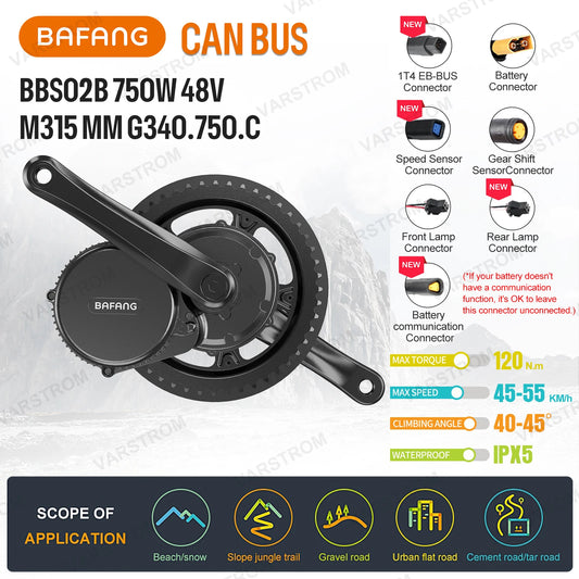 Bafang 750W Mid Drive Motor Ebike Conversion Kit With CAN