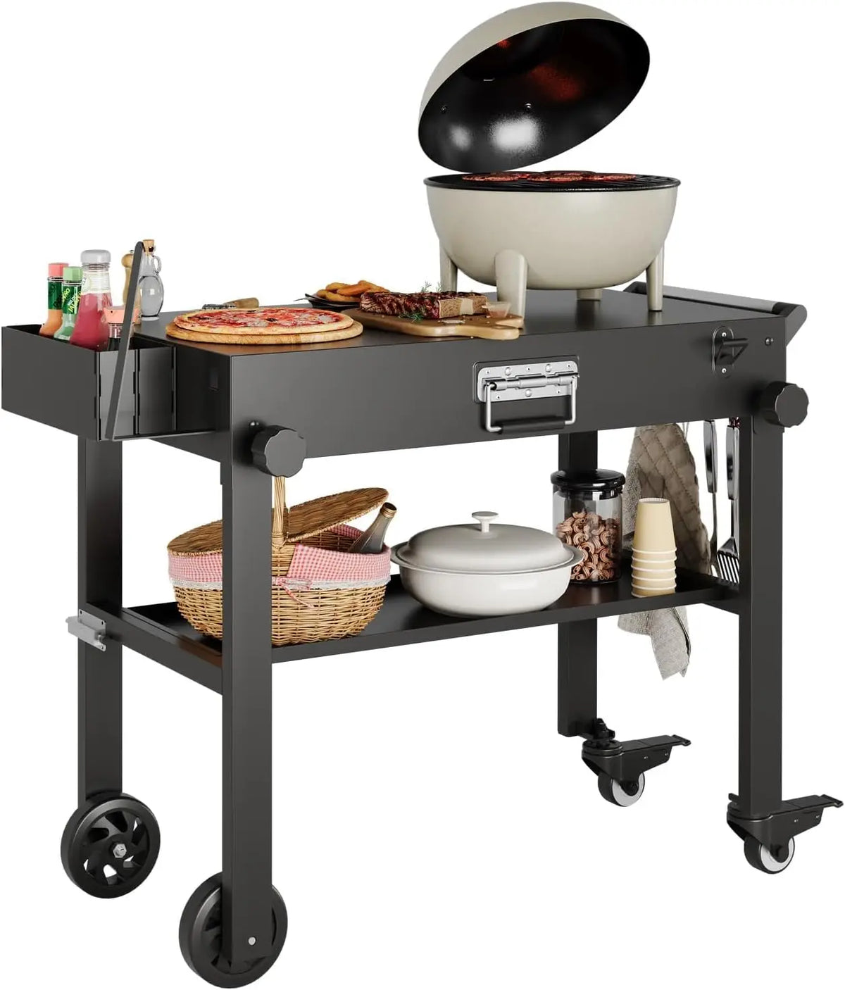 Tacleekii Portable Grill Cart For Blackstone Griddles With Locking Wheels